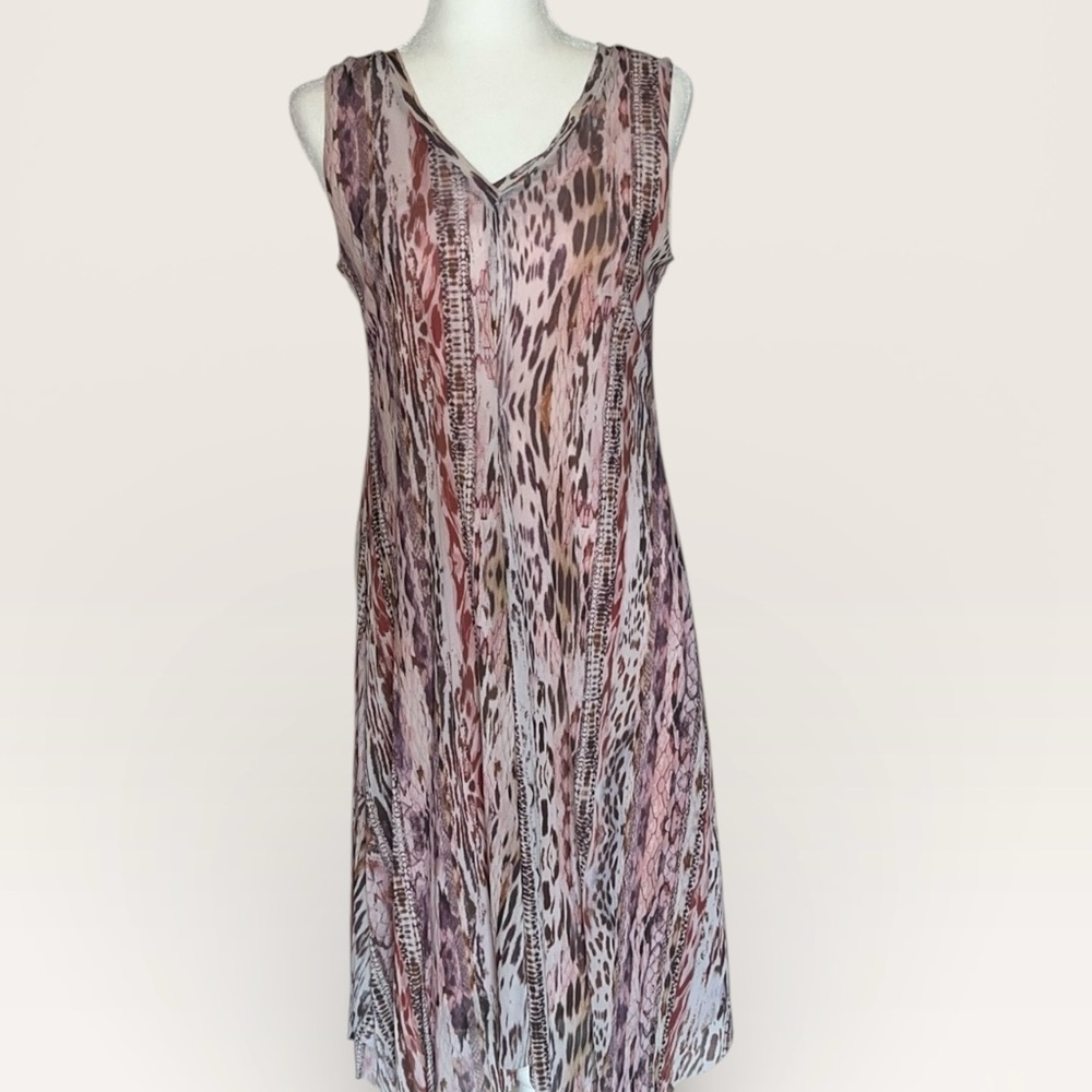 T Tahari Multicolor Patterned Midi Dress